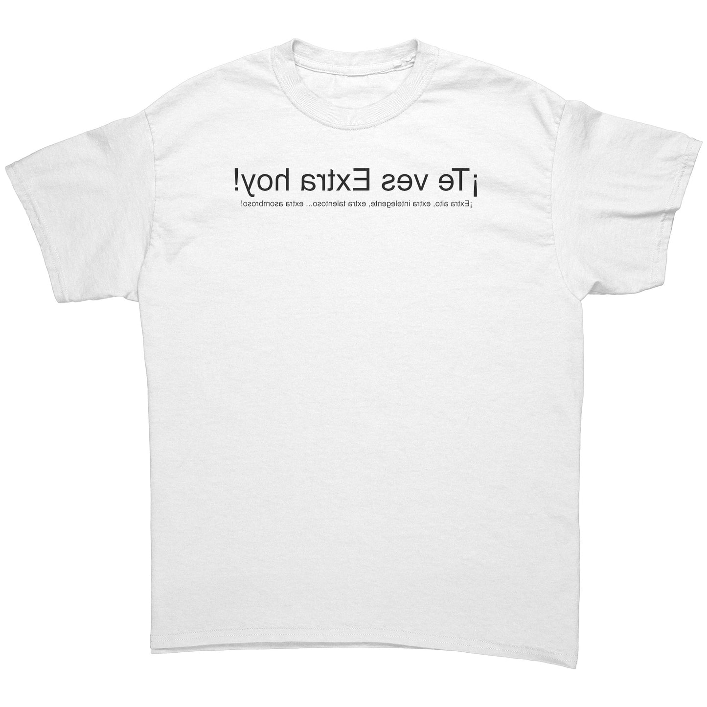 Extra camisa (hombres) con letras espejadas negras masculinas